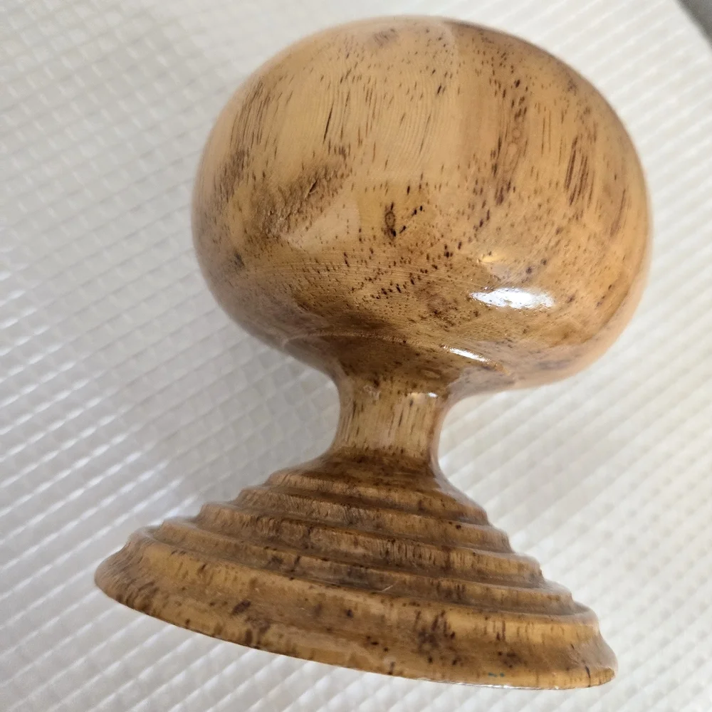 Wood Hand Turned Pen Pencil Holder Ball Pedestal Office Desk MCM Style